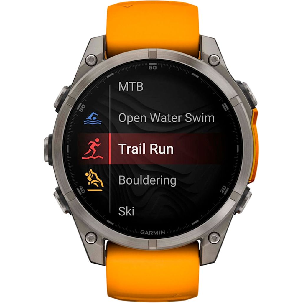 Смарт-годинник Garmin Fenix 8 AMOLED Sapphire 47mm Titanium with Spark Orange/Graphite Silicone Band (010-02904-10)