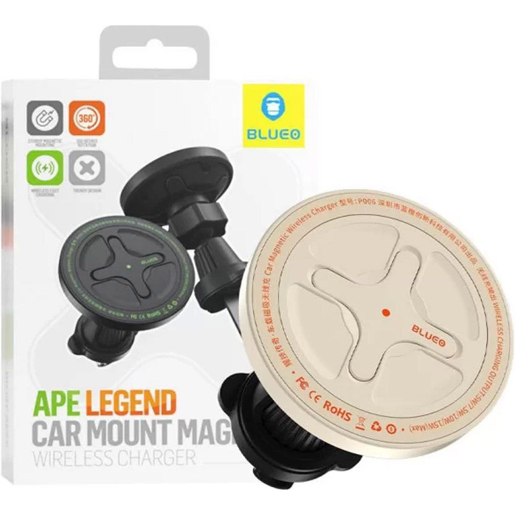 Автотримач із бездротовою зарядкою Blueo Ape Legend Car Mount Magnetic Wireless Charger White (BC5955W)
