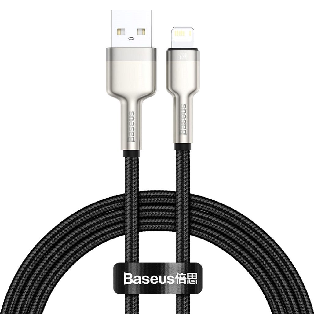 

Кабель Baseus Cafule Metal USB to Lightning 2.4A 0.25m Black (CALJK-01)