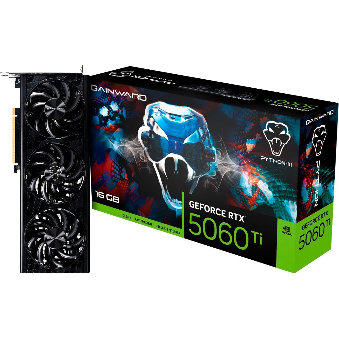 

Відеокарта Gainward GeForce RTX 5060 Ti Python III 16 GB (NE7506T019T1-GB2061T) UA