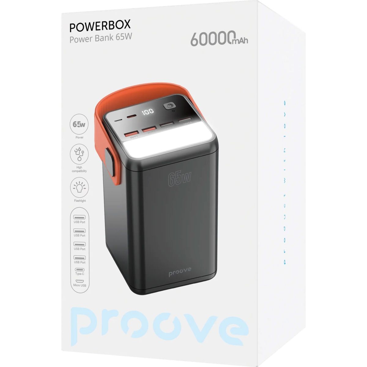 Зовнішній акумулятор Proove Powerbox 60000mAh 65W Black (PBPB65412201)
