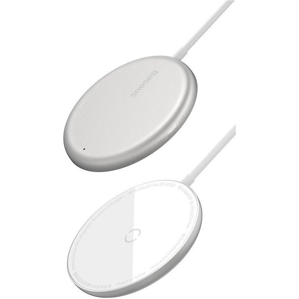Бездротовий зарядний пристрій Baseus Simple Mini Magnetic Wireless Charger White (WXJK-F02)