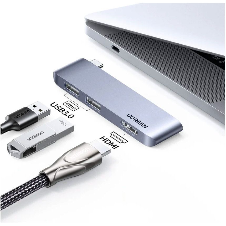 USB-хаб Ugreen CM263 USB-C to 2-Port USB 3.0 + HDMI (60567) 