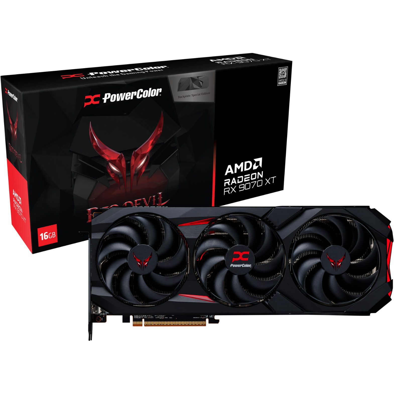 

Видеокарта PowerColor Red Devil AMD Radeon RX 9070 XT 16GB GDDR6 Backplate Special Edition (RX9070XT 16G-E/OC/BP) UA
