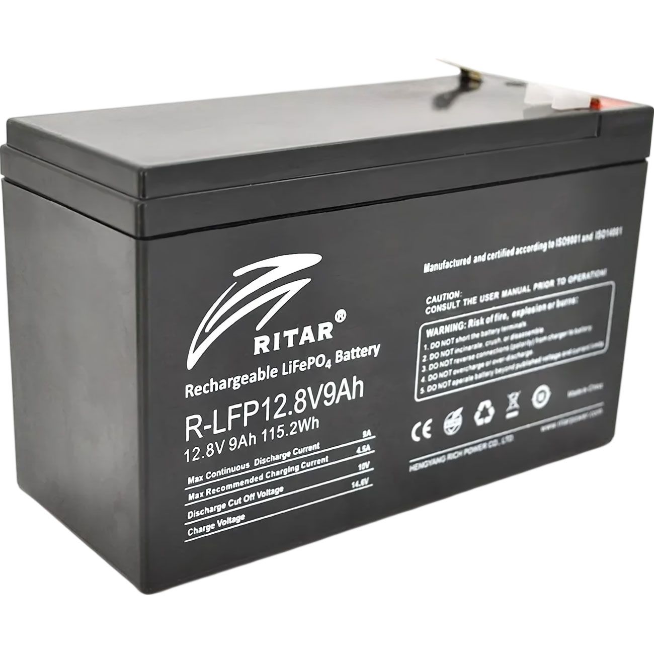 

Акумулятор Ritar LiFePO4 12V (12.8V/9Ah/115.2Wh) (R-LFP 12.8V 9Ah)