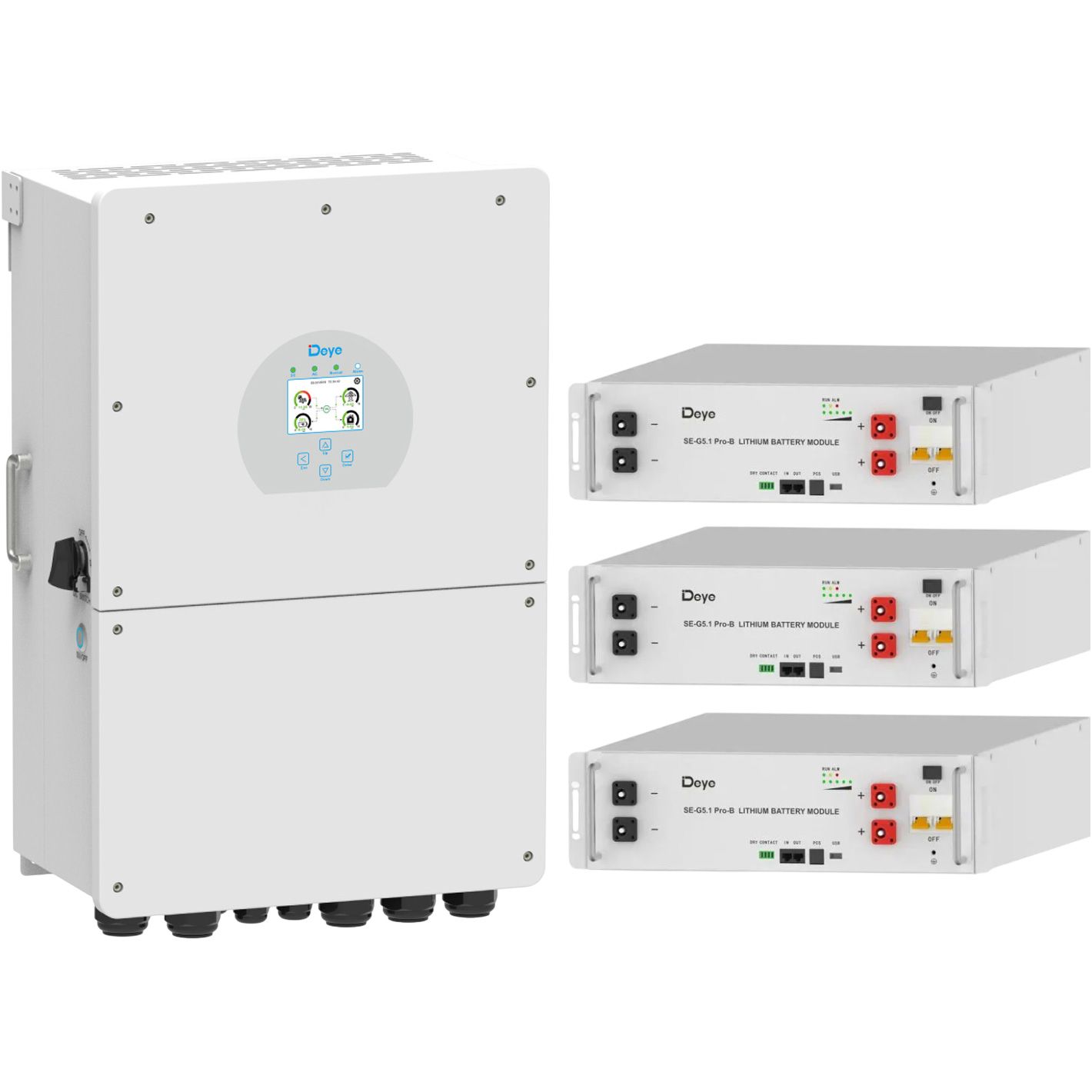 

Система хранения энергии Deye SUN-16K-SG01LP1 16kW + 3 АКБ SE-G5.1 Pro-B 15.3 kWh (51.2V/100Ah/5120Wh)