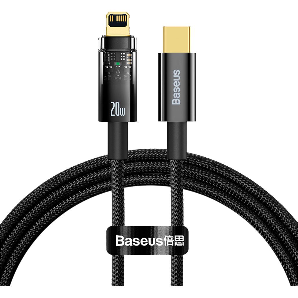 Кабель Baseus Explorer Series Auto Power-Off Fast Charging USB-C to Lightning 20W 1m Black (CATS000001)