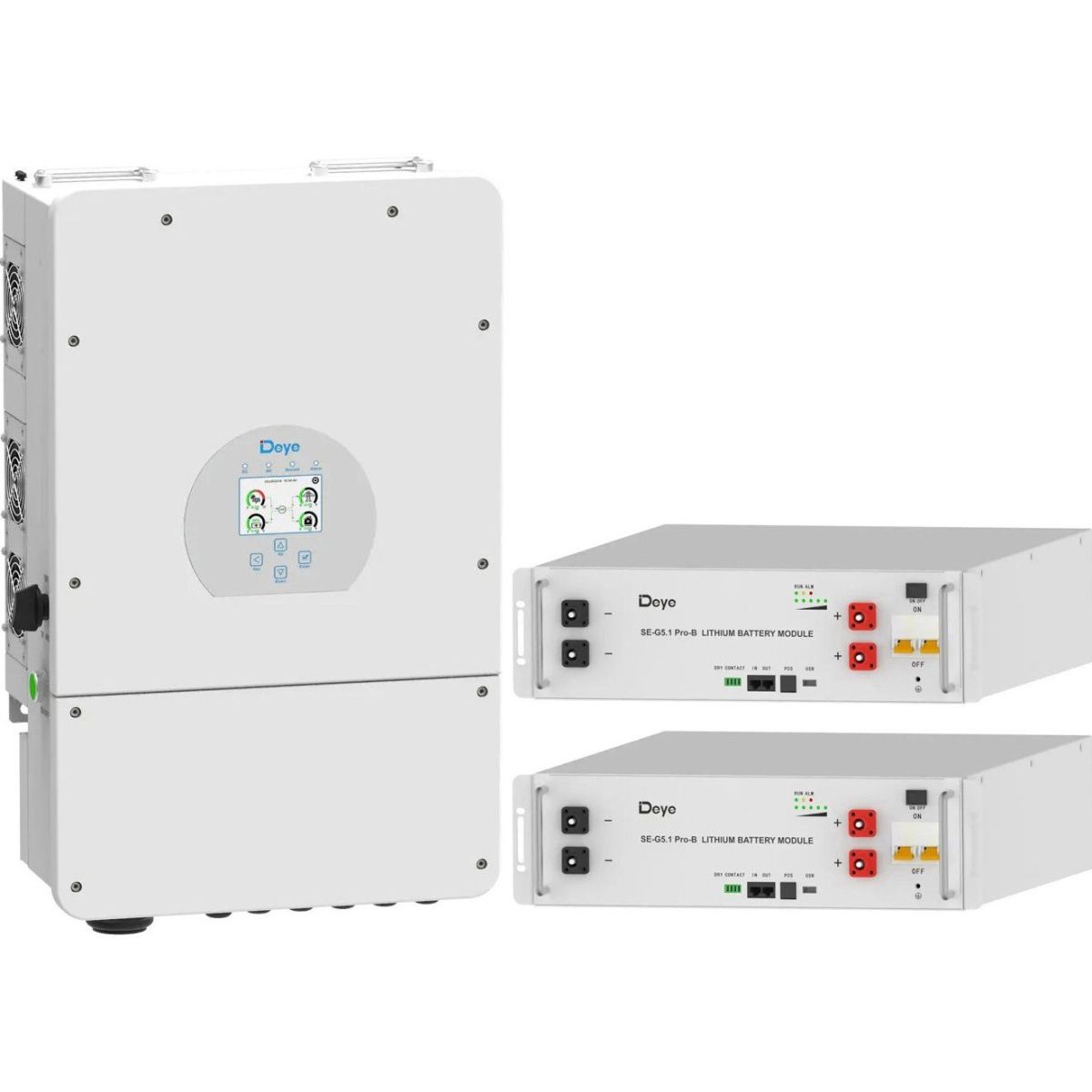 

Система хранения энергии Deye SUN-12K-SG02LP1-EU-AM3 12kW + 2 АКБ SE-G5.1 Pro-B 10.24 kWh (51.2V/100Ah/5120Wh)