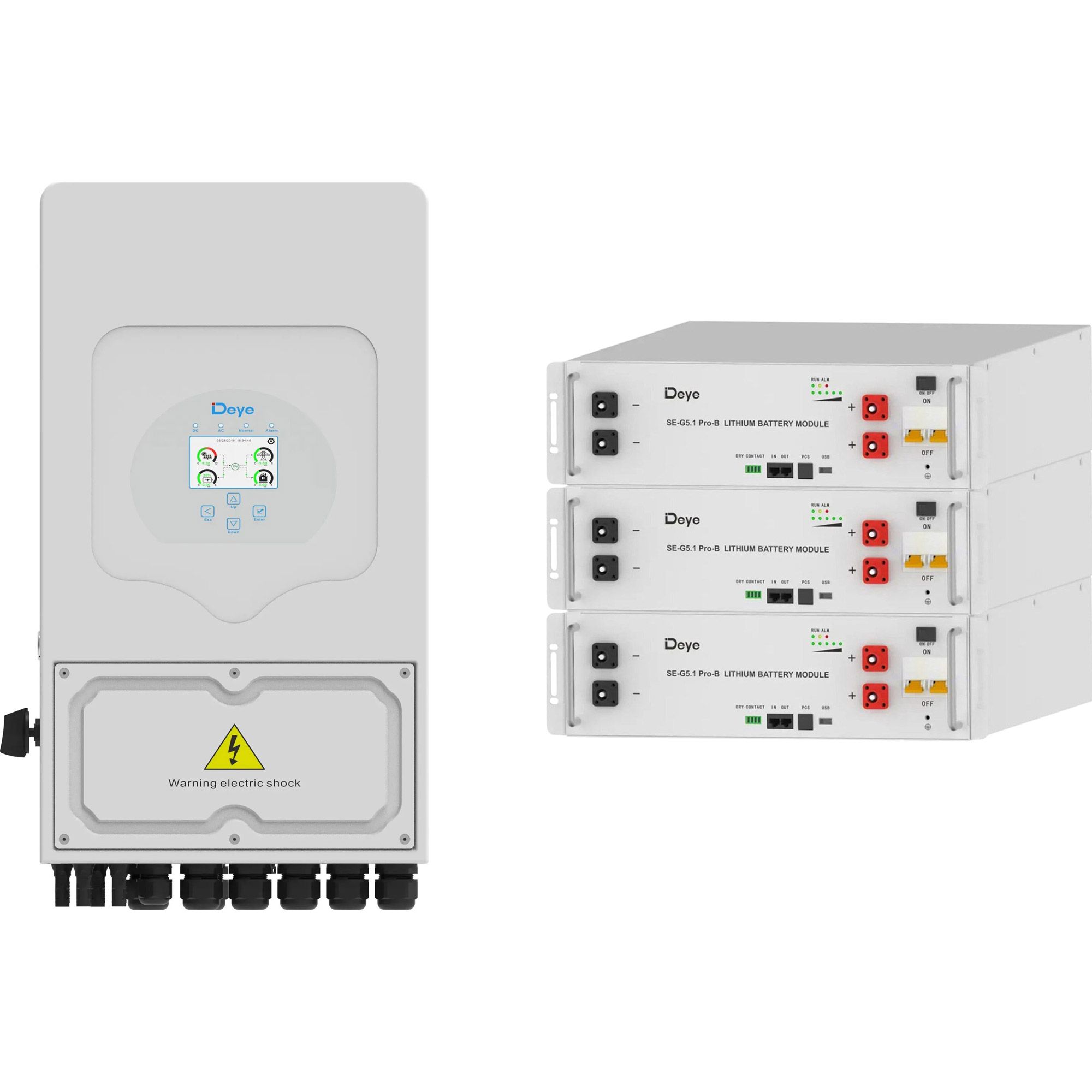 

Система хранения энергии Deye SUN-5K-SG05 5kW + 3 АКБ SE-G5.1 Pro-B 15.3kWh (51.2V/100Ah/5120Wh)