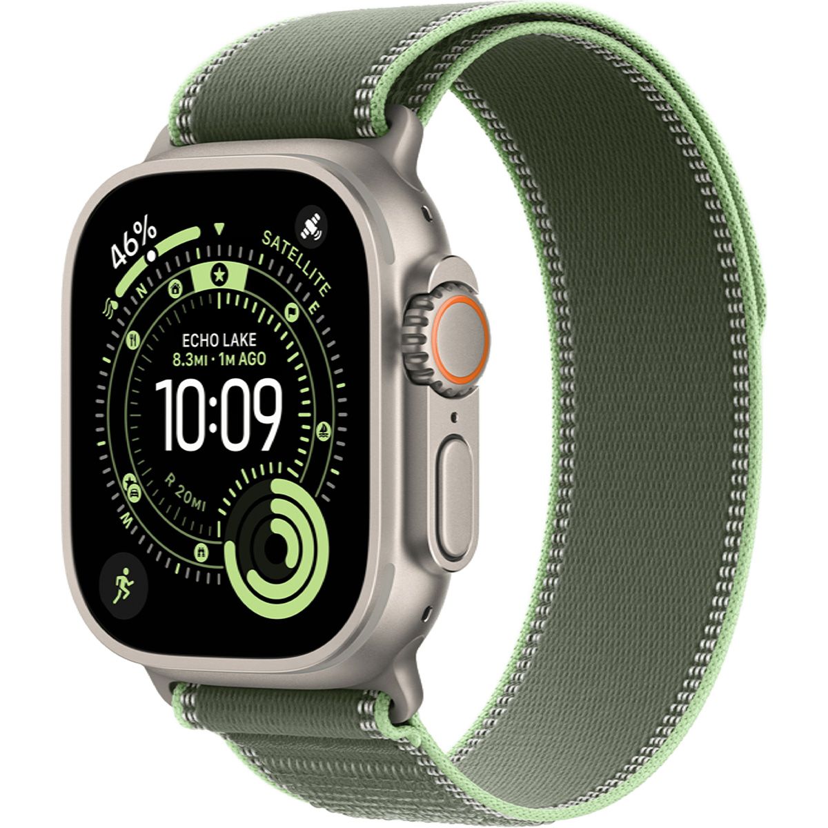 

Смарт-часы Apple Watch Ultra 3 49mm Natural Titanium Case with Green/Neon Trail Loop M/L (MF1V4+MFT54)