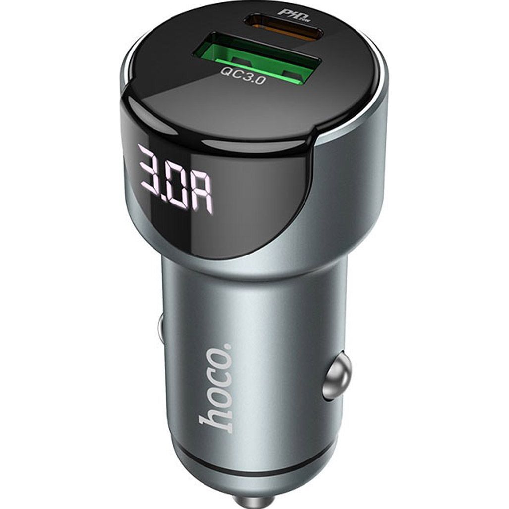 

Автомобильное зарядное устройство Hoco Z42 Light Road PD20W + QC3.0 Gray