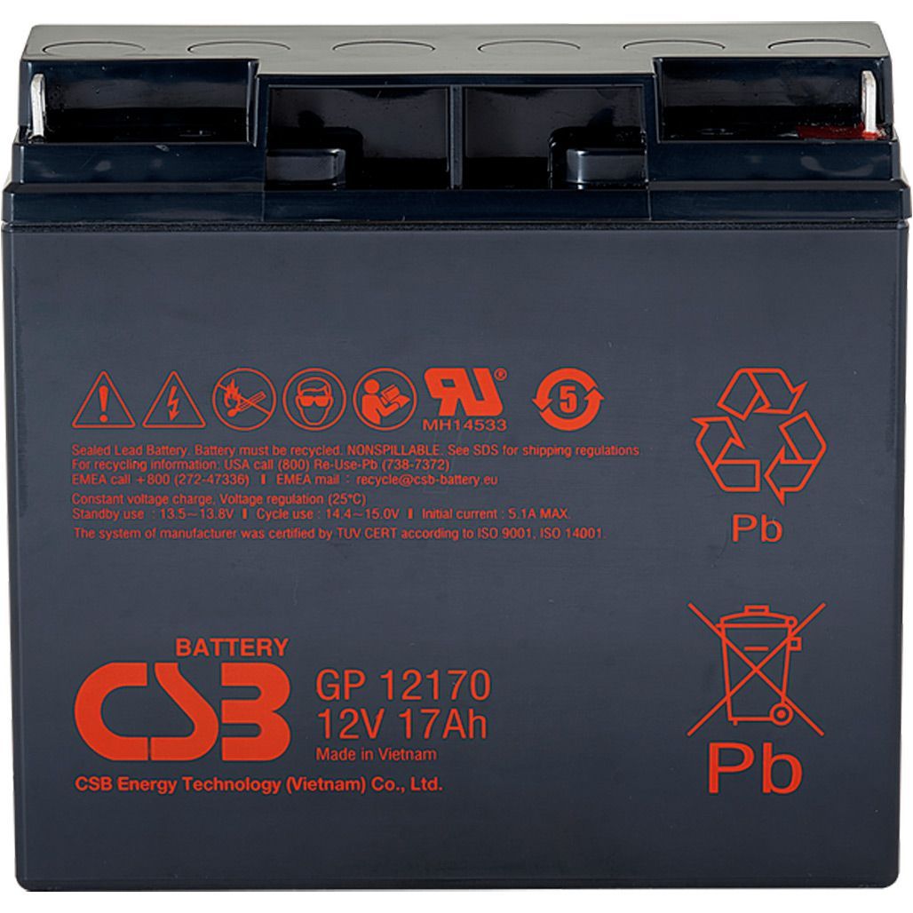 

Аккумулятор CSB AGM 12V (12V/17Ah/204Wh) (GP12170)