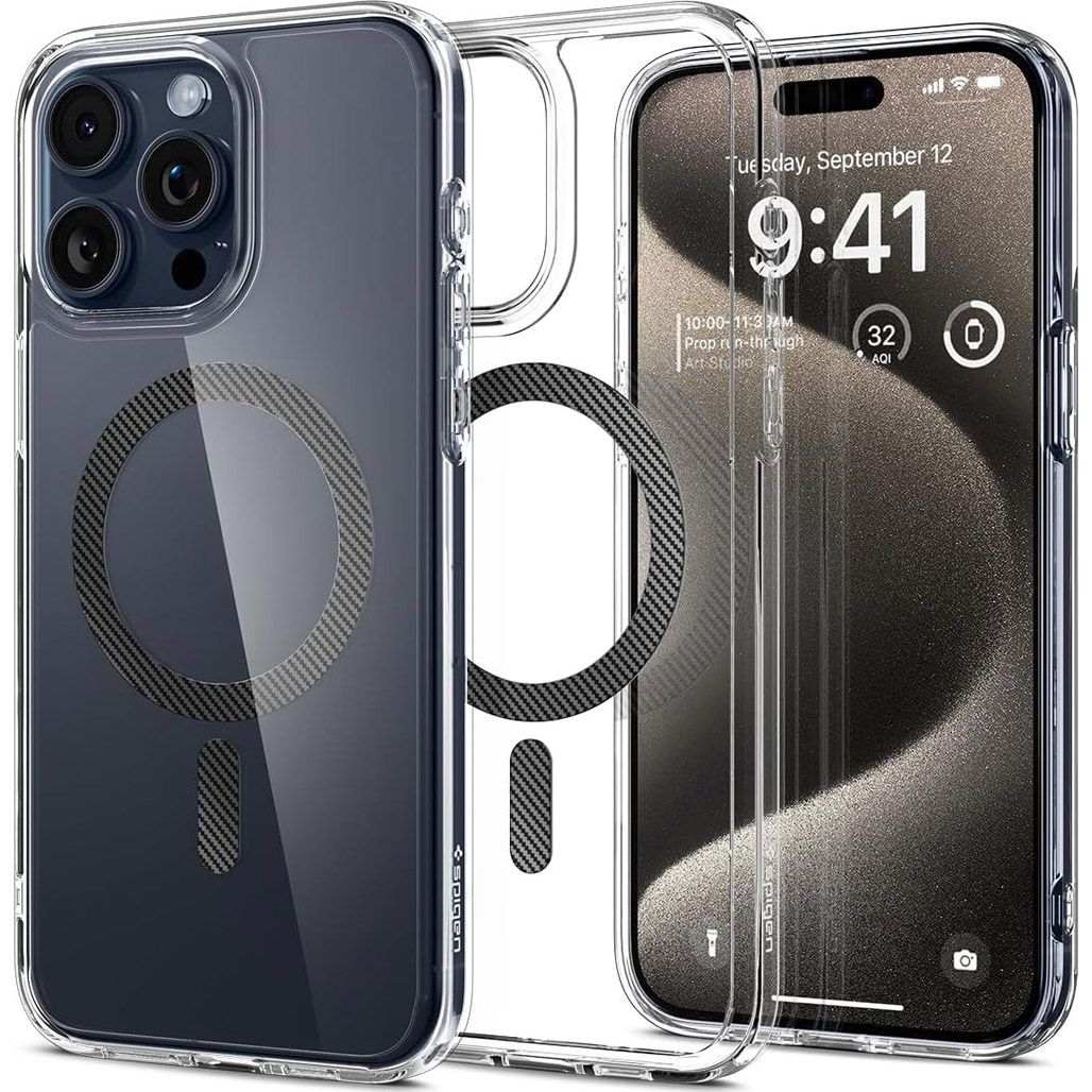 

Чохол Spigen Ultra Hybrid MagFit with MagSafe для Apple iPhone 15 Pro Max Carbon Fiber (ACS06578)