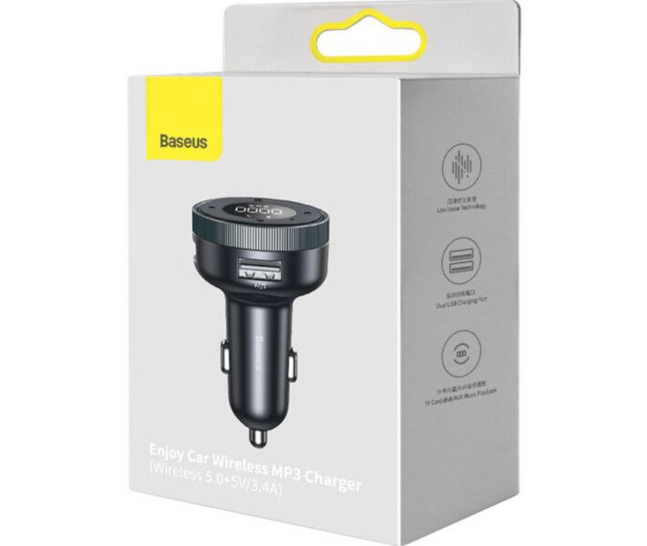 FM-трансмітер Baseus Enjoy Car Wireless MP3 Charger Wireless 5.0+5V/3.4A Black (CCLH-01)