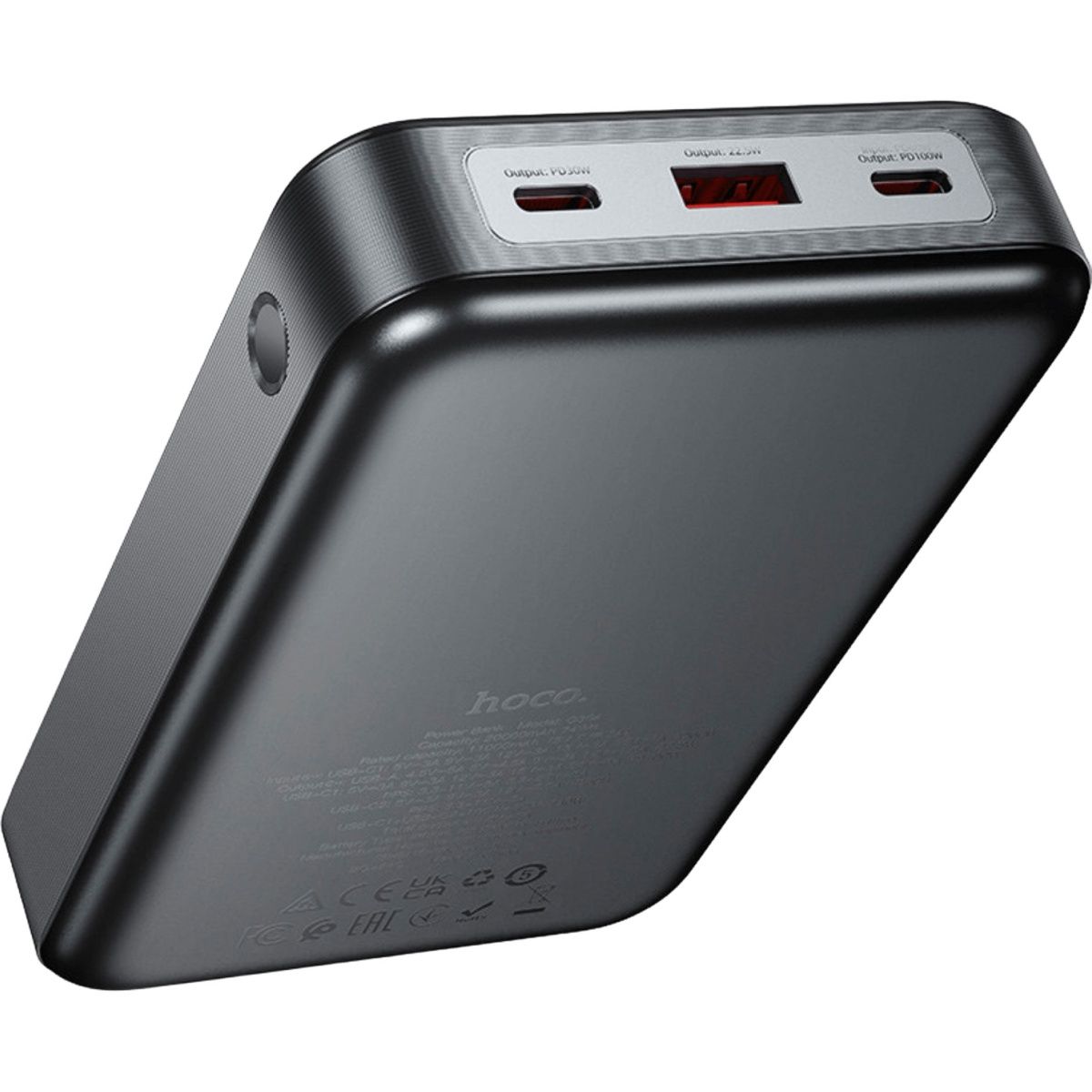Зовнішній акумулятор Hoco Q30A 20000mAh 130W Metal Gray