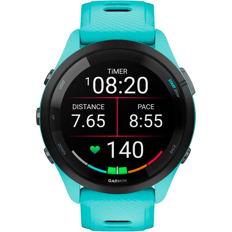 Смарт-годинник Garmin Forerunner 265 Black Bezel with Aqua Case and Aqua/Black Silicone Band (010-02810-02)