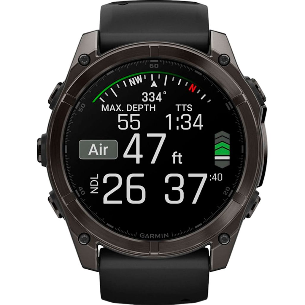 Смарт-годинник Garmin Fenix 8 AMOLED Sapphire 51mm Carbon Gray DLC Titanium with Black/Pebble Gray Silicone Band (010-02905-20)