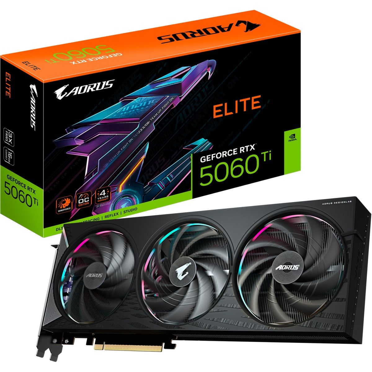 

Видеокарта AORUS GeForce RTX 5060 Ti ELITE 16G (GV-N506TAORUS E-16GD) UA