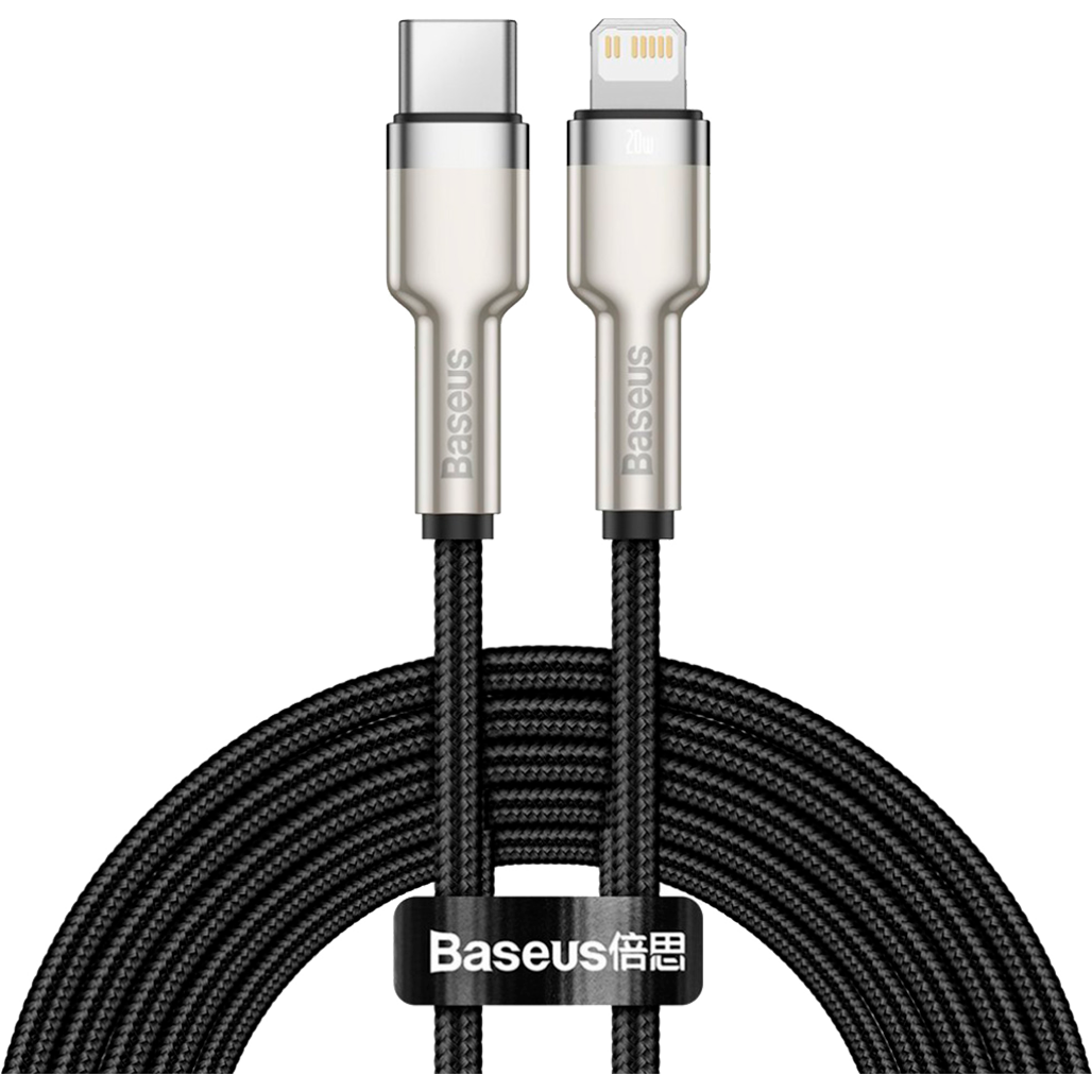 

Кабель Baseus Cafule Metal USB-C to Lightning PD 20W 2m Black (CATLJK-B01)