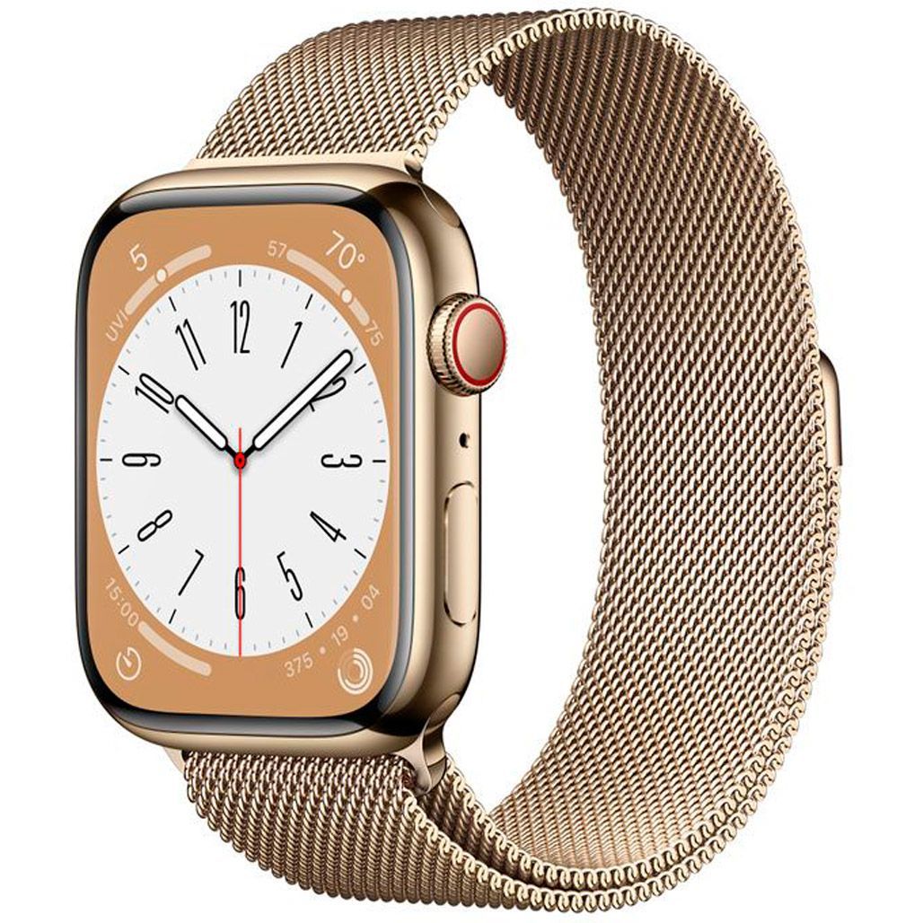 

Смарт-годинник Apple Watch Series 8 GPS + LTE 45mm Gold Stainless Steel with Gold Milanese Loop (MNKP3/MNKQ3)