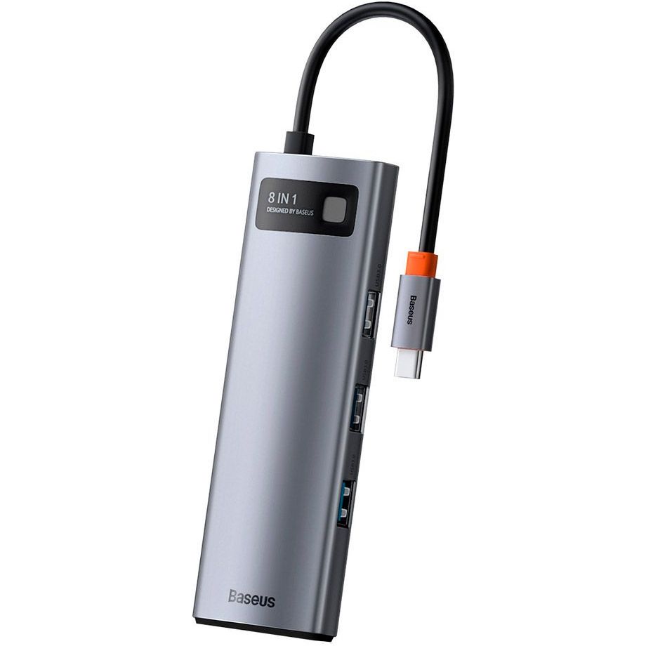 USB-хаб Baseus Metal Gleam Series 8-in-1 Multifunctional Type-C HUB Space Gray (CAHUB-CV0G)
