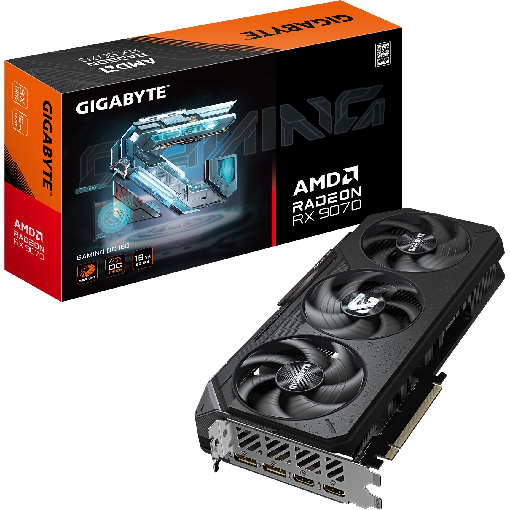 

Видеокарта Gigabyte Radeon RX 9070 Gaming OC 16G (GV-R9070GAMING OC-16GD) EU