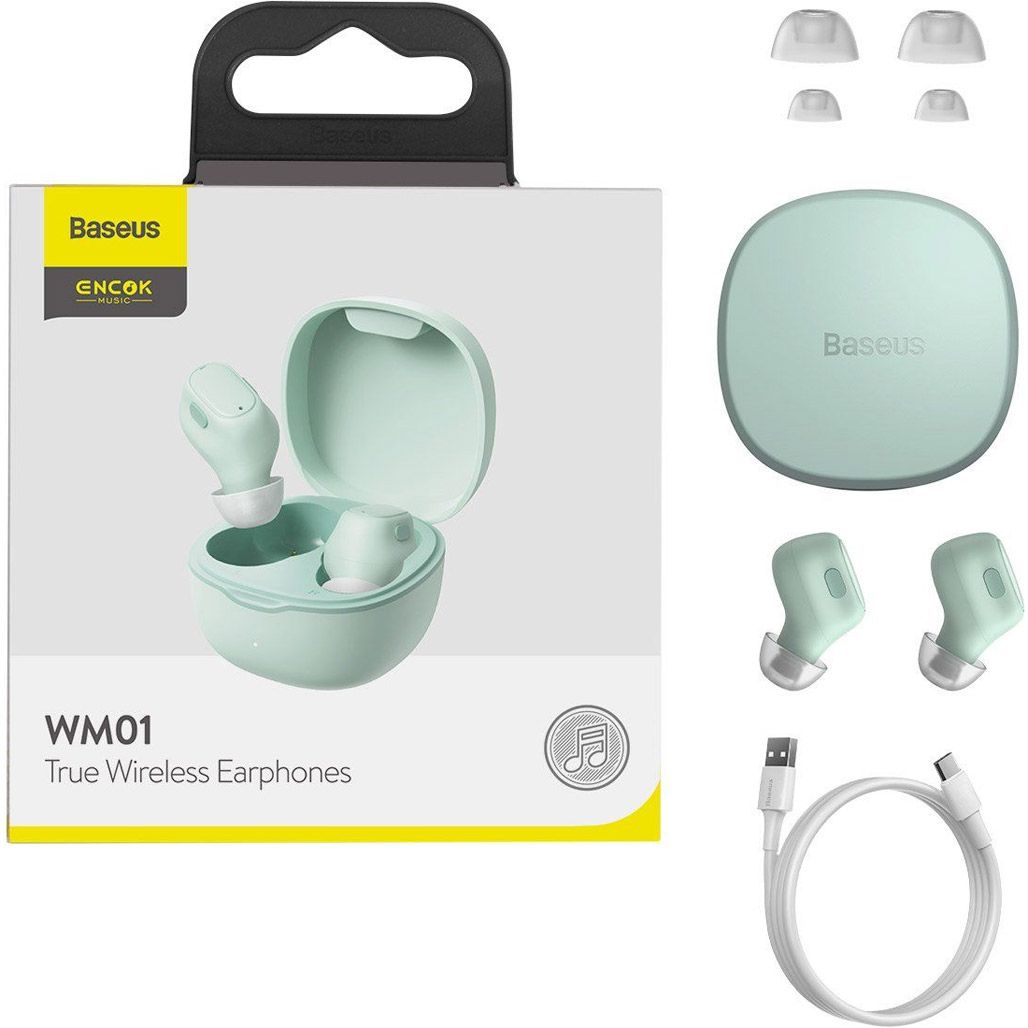 Навушники Baseus True Wireless Earphones WM01 Green (NGWM01-06)