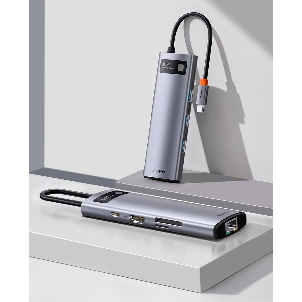 USB-хаб Baseus Metal Gleam Series 8-in-1 Multifunctional Type-C HUB Space Gray (CAHUB-CV0G)