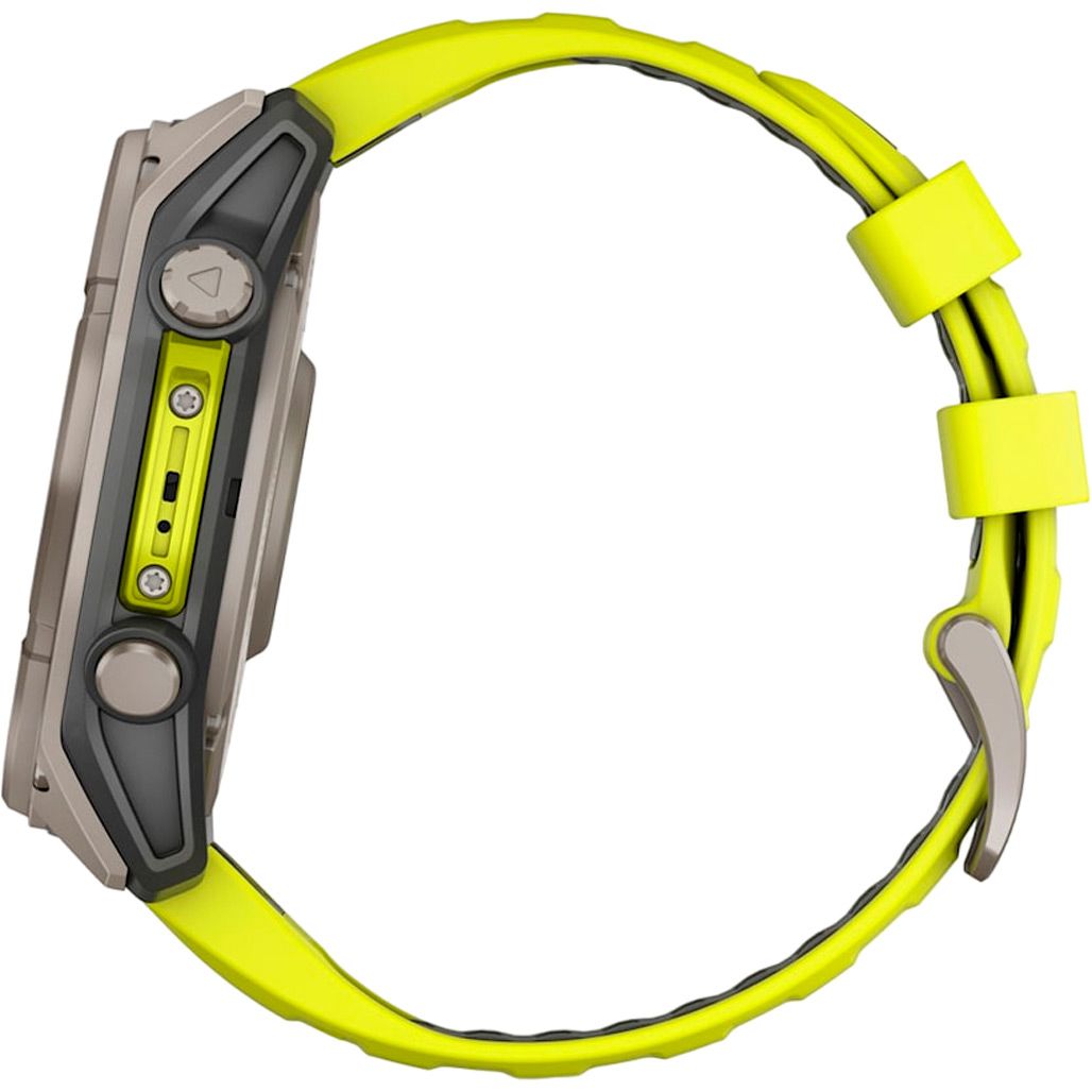 Смарт-годинник Garmin Fenix 8 Solar Sapphire 51mm Titanium with Amp Yellow/Graphite Silicone Band (010-02907-20)