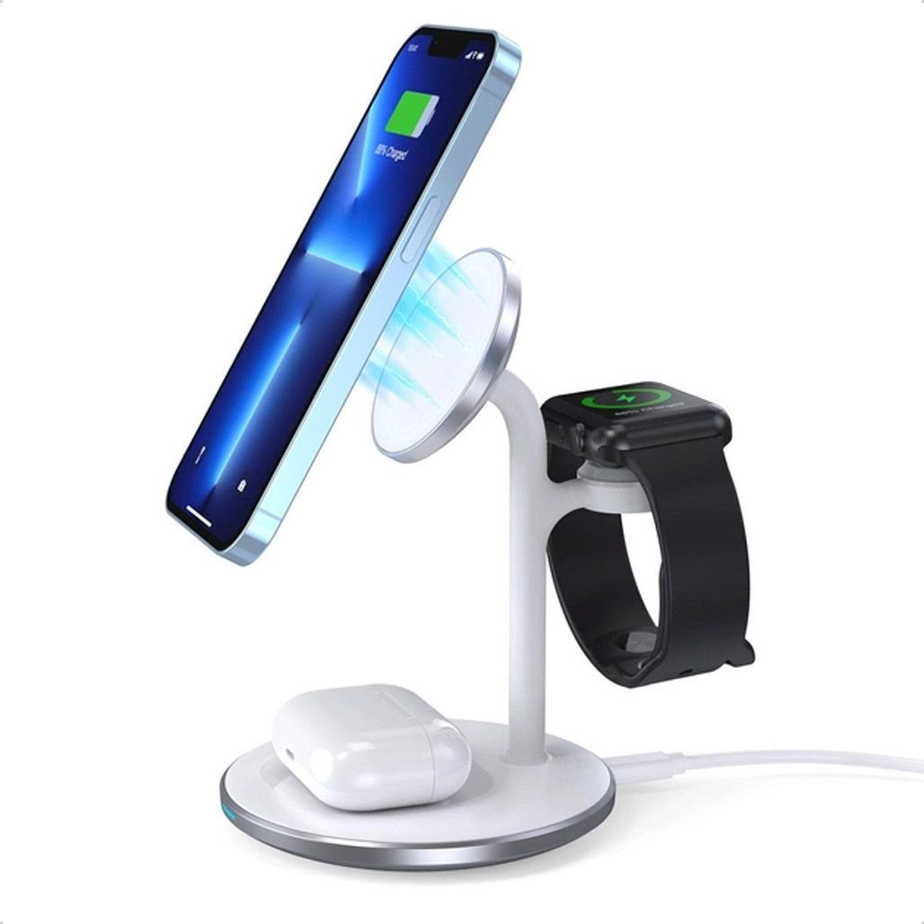 Бездротовий зарядний пристрій Choetech T585-F 3 в 1 Magnetic Wireless Charging White