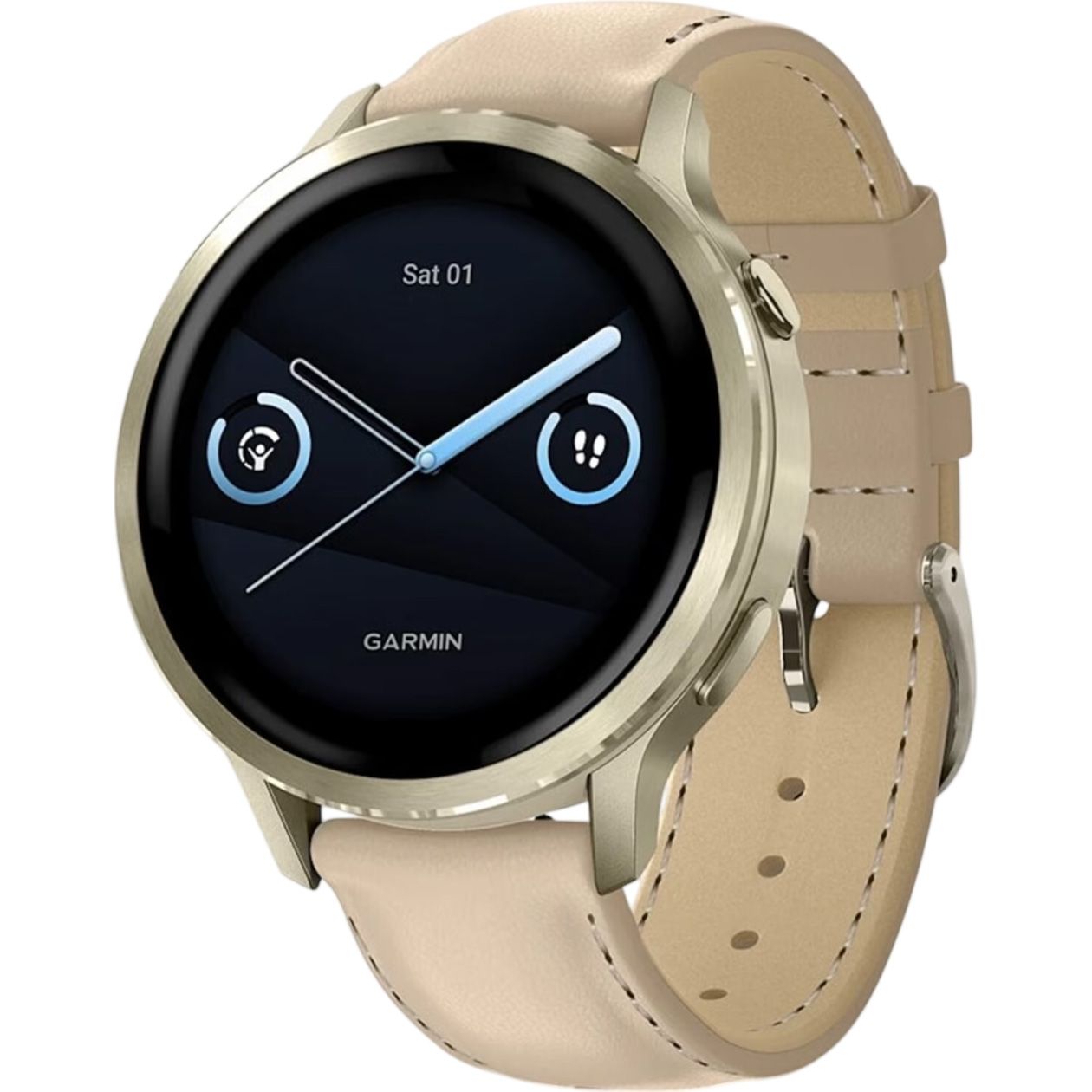 

Смарт-годинник Garmin Venu 4 41 mm Lunar Gold with Light Sand Leather Band (010-03013-03)
