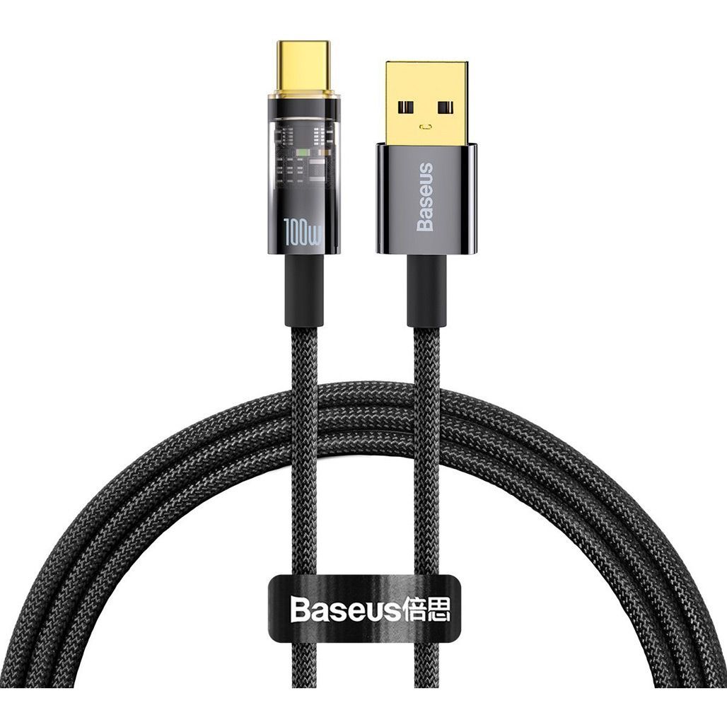 

Кабель Baseus Explorer Series Auto Power-Off USB-A to USB-С 1m Black (CATS000201)