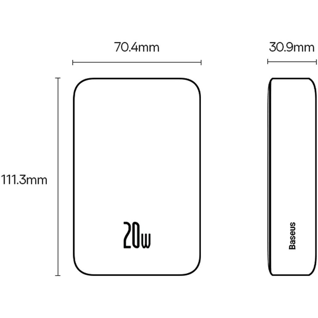 Зовнішній акумулятор Baseus Magnetic Mini 20W 20000 mAh White (PPCX150002)