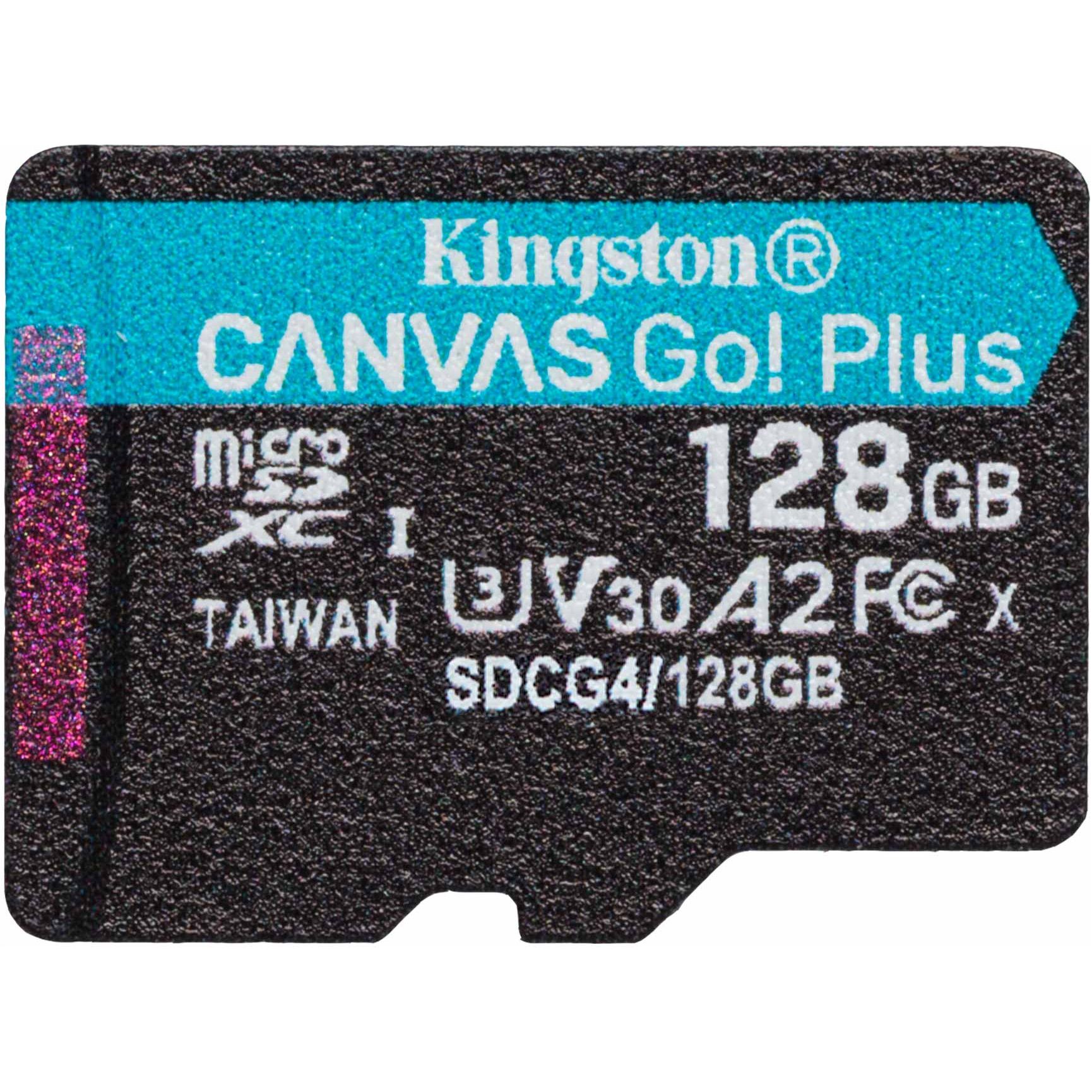 

Карта памяти Kingston microSDXC Canvas Go! Plus 128GB Class 10 UHS-I U3 V30 A2 (SDCG4/128GBSP)