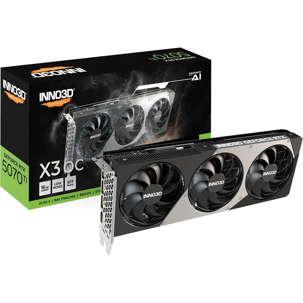 

Відеокарта Inno3D GeForce RTX 5070 Ti X3 OC (N507T3-16D7X-176068N) UA