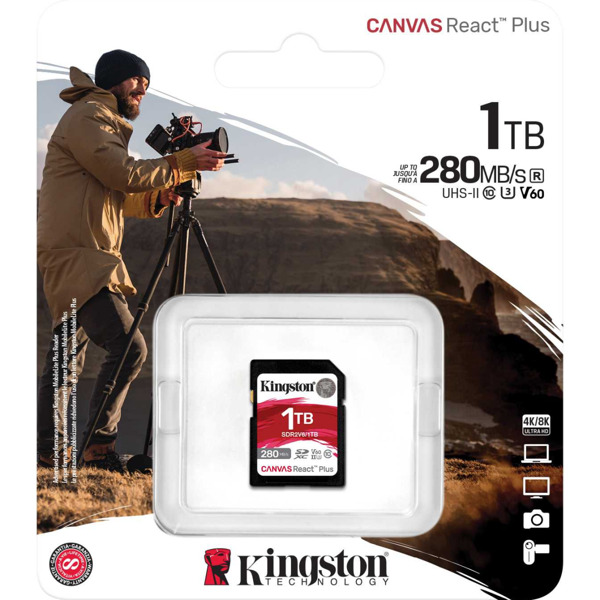 Карта пам`яті Kingston SDXC Canvas React Plus 1TB Class 10 UHS-II U3 V60 (SDR2V6/1TB)