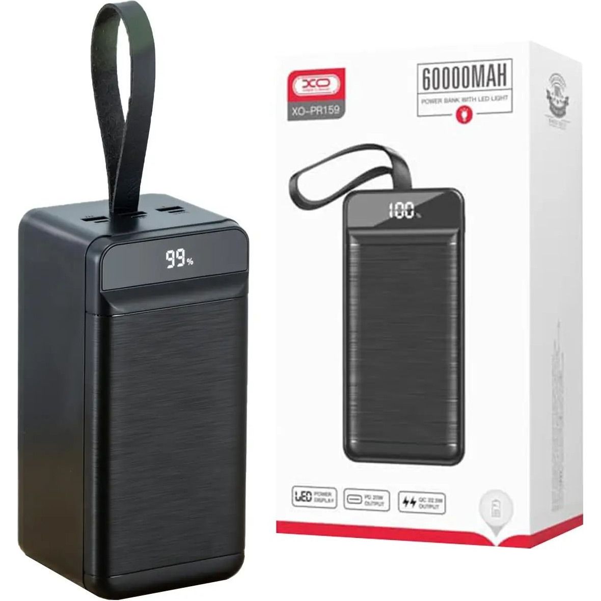Зовнішній акумулятор XO PR159 60000mAh 22.5W Black