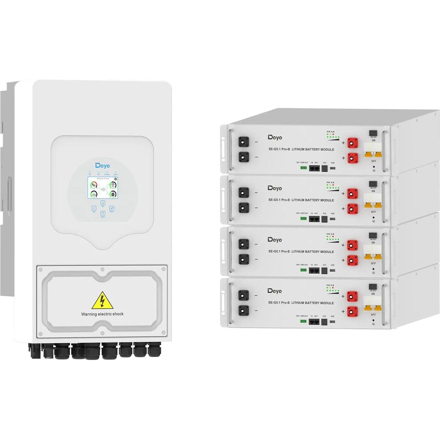 

Система хранения энергии Deye SUN-5K-SG03 5kW + 4 АКБ SE-G5.1 Pro-B 20.4kWh (51.2V/100Ah/5120Wh)