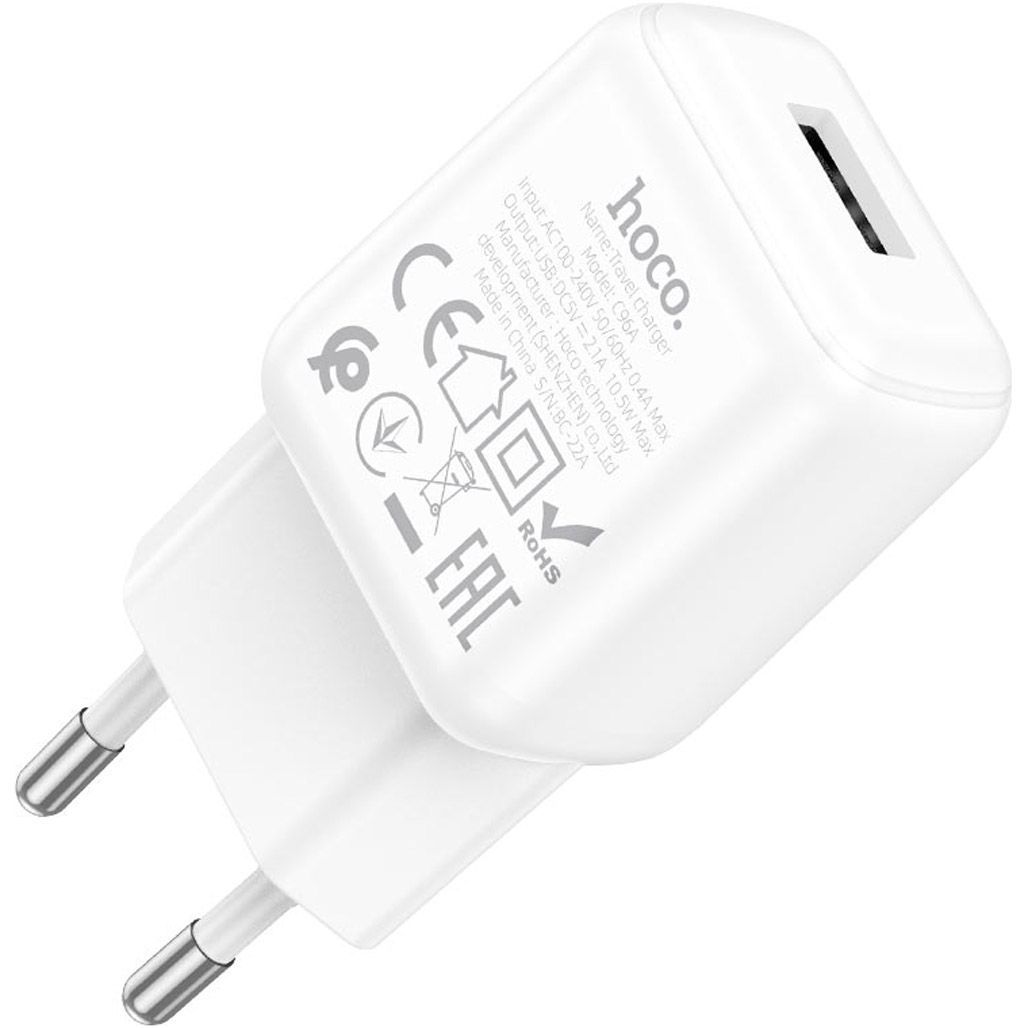 

Сетевое зарядное устройство Hoco C96A 1USB White (765970)