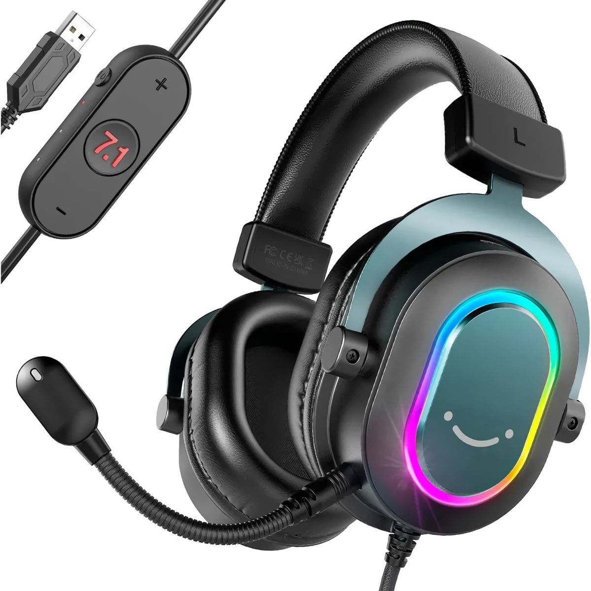 

Ігрові навушники Fifine H6 RGB 7.1 Black
