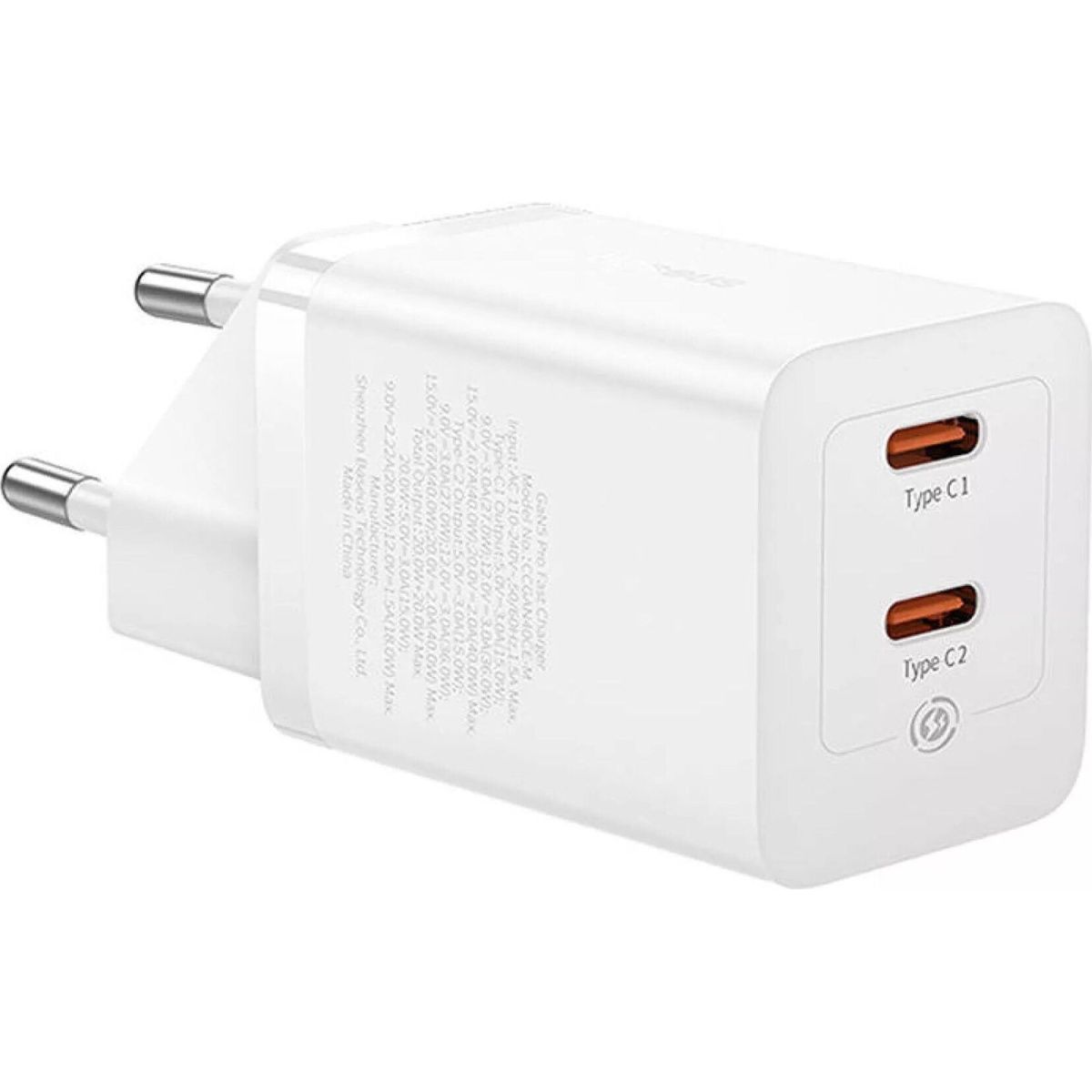 Мережевий зарядний пристрій Baseus GaN5 Pro 40W 2xUSB-C White (CCGP180102)