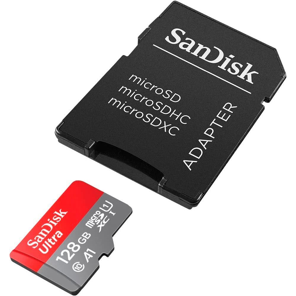 Карта пам`яті SanDisk microSDXC 128 GB UHS-I U1 Class 10 V30 A1 Ultra + SD adapter (SDSQUAB-128G-GN6IA)