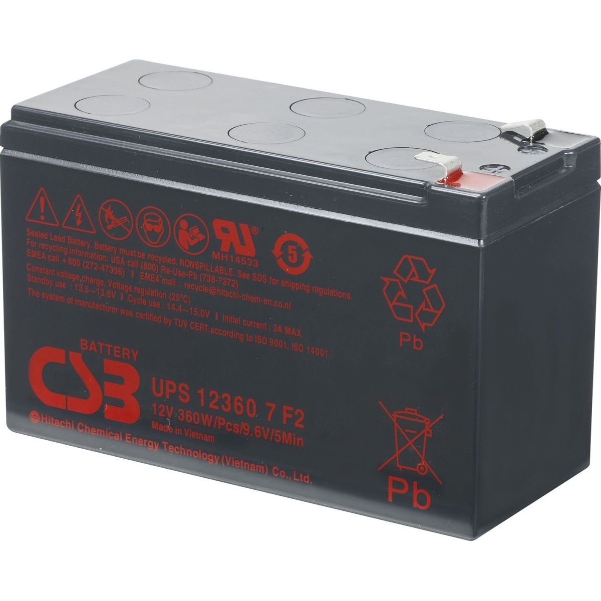 

Аккумулятор CSB AGM 12V (12V/7.2Ah/86.4Wh) (UPS123607)