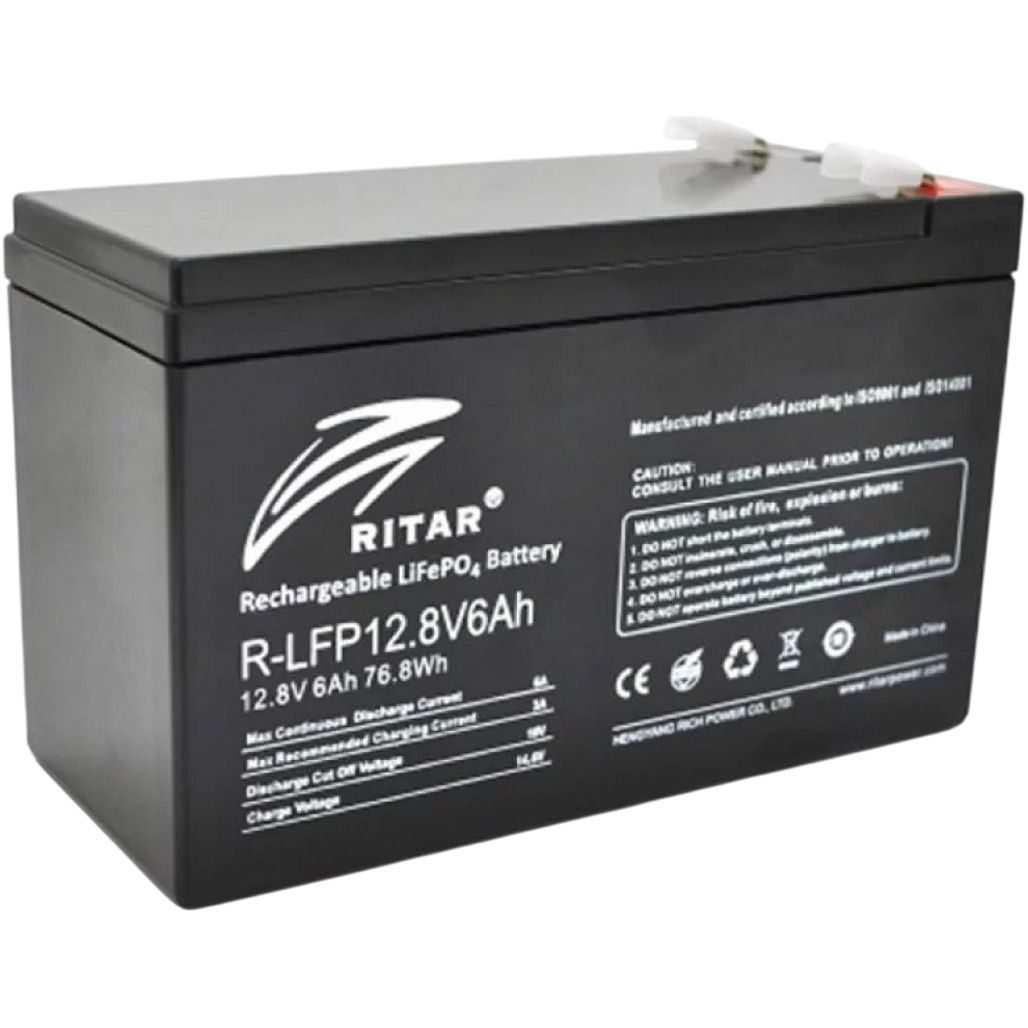 

Акумулятор Ritar LiFePO4 12V (12.8V/6Ah/76.8Wh) (R-LFP 12.8V 6Ah)