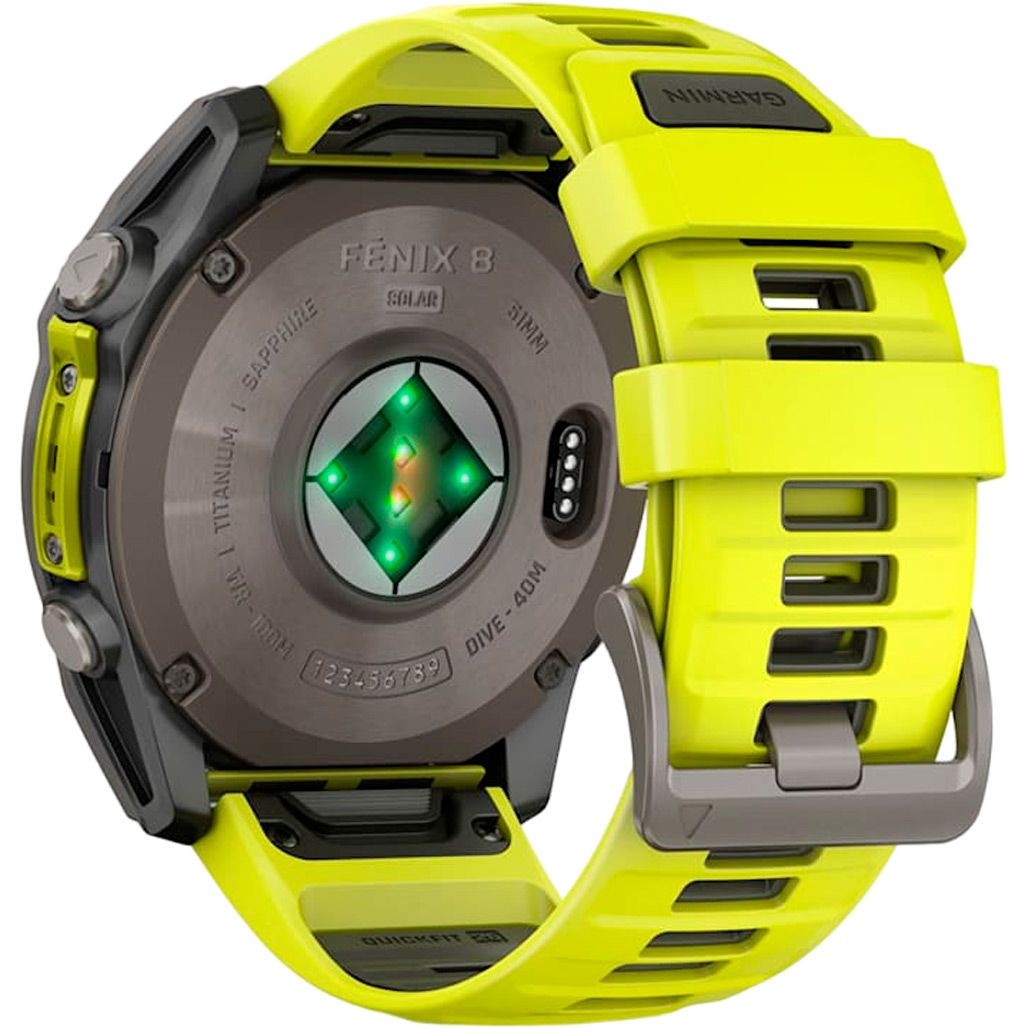 Смарт-годинник Garmin Fenix 8 Solar Sapphire 51mm Titanium with Amp Yellow/Graphite Silicone Band (010-02907-20)