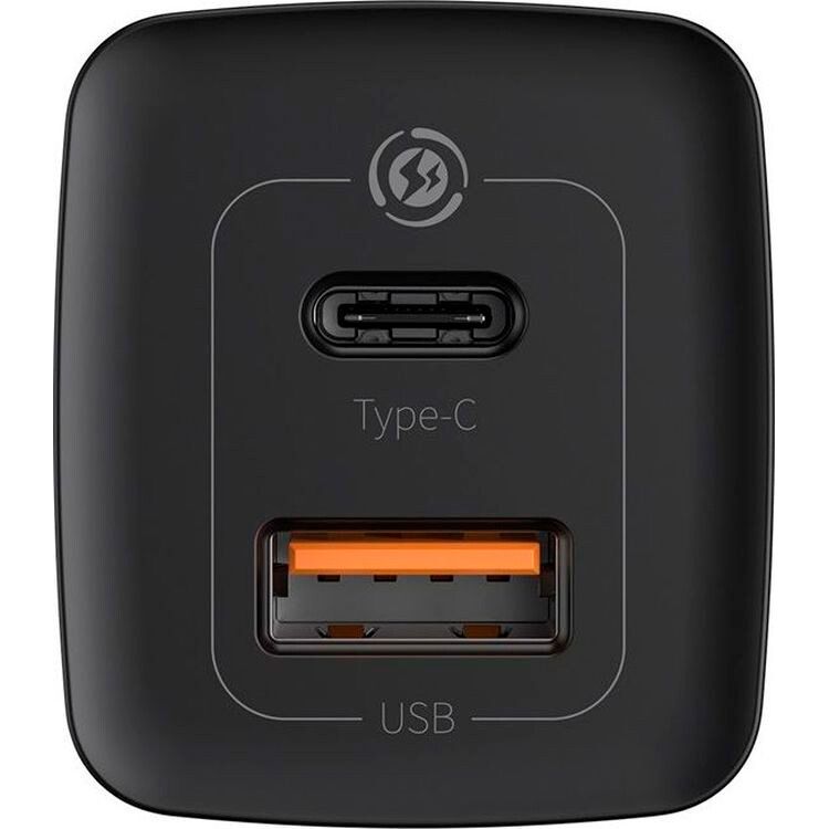 Мережевий зарядний пристрій Baseus GaN2 Lite Quick Charger C+U 65W Black (CCGAN2L-B01)