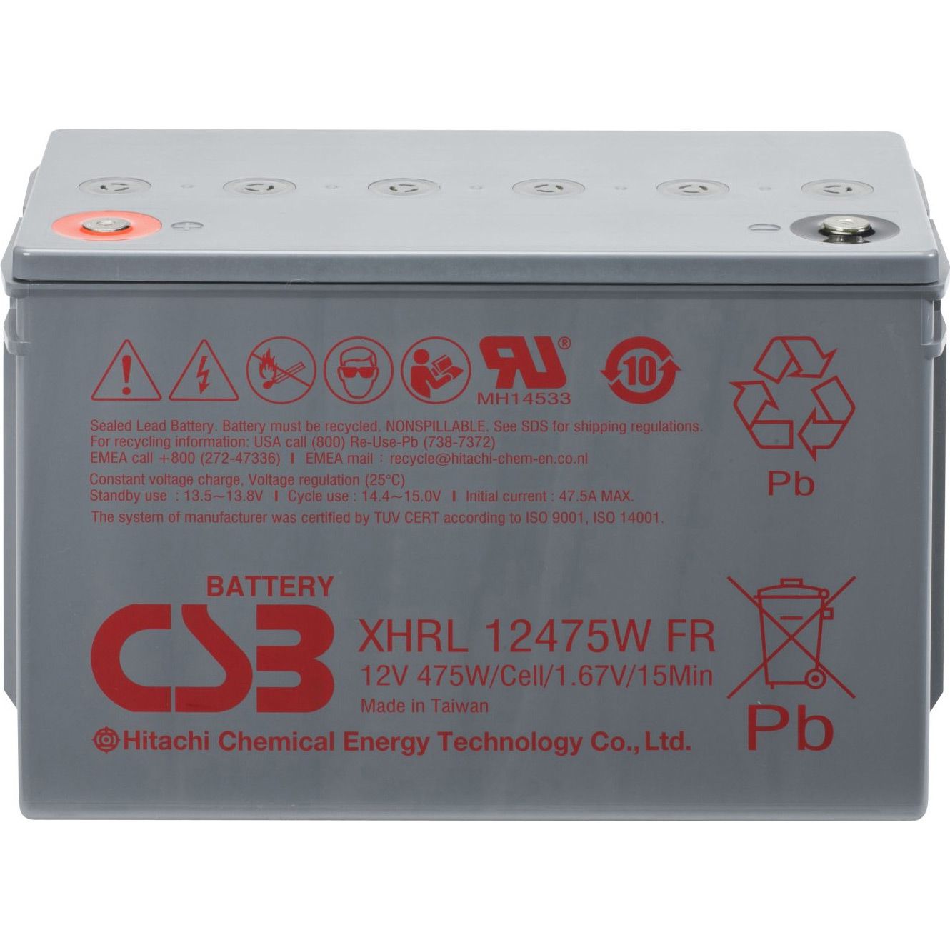 

Аккумулятор CSB AGM 12V (12V/118.8Ah/1425.6Wh) (XHRL12475WFR)