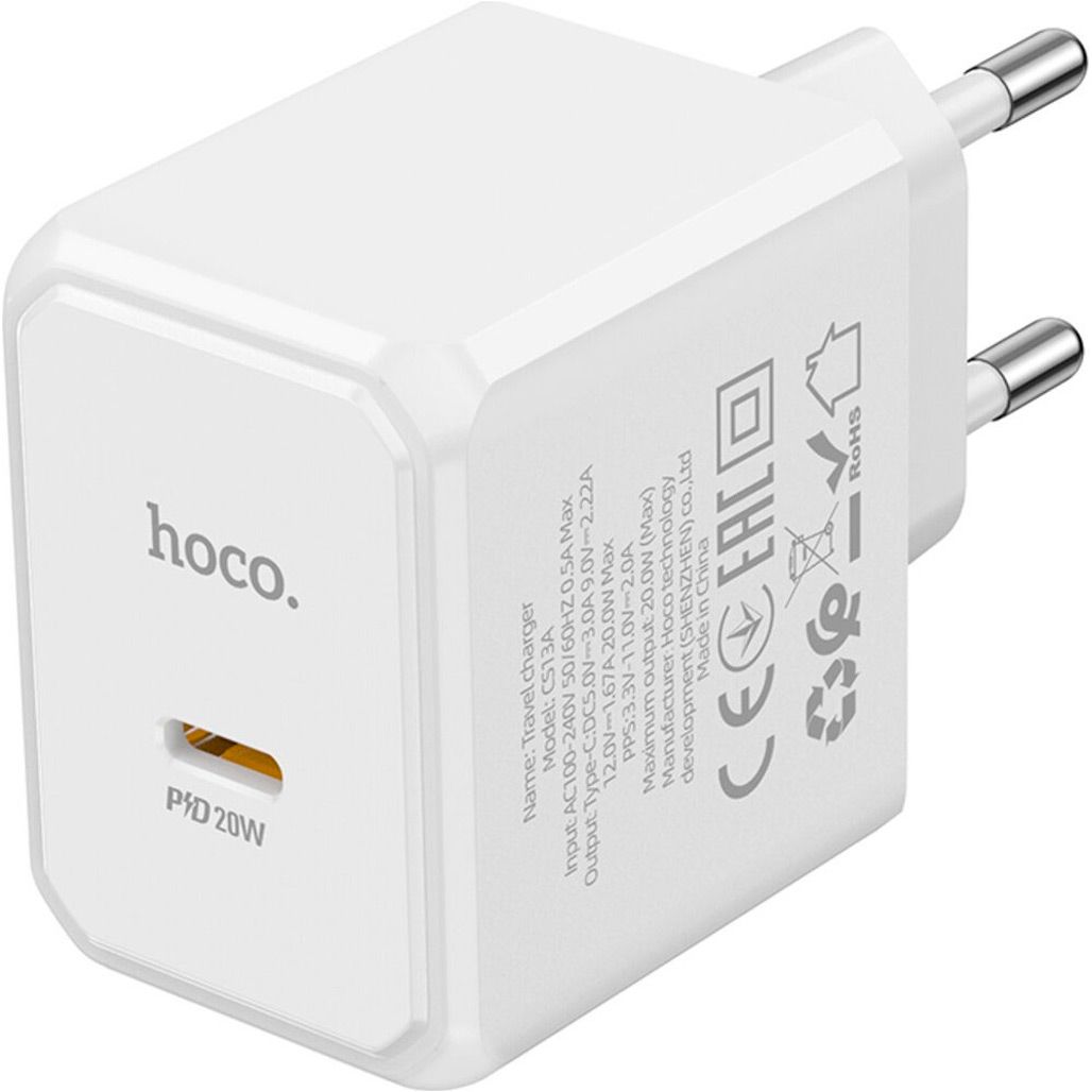 

Мережевий зарядний пристрій Hoco CS13A Ocean 20W USB-A White