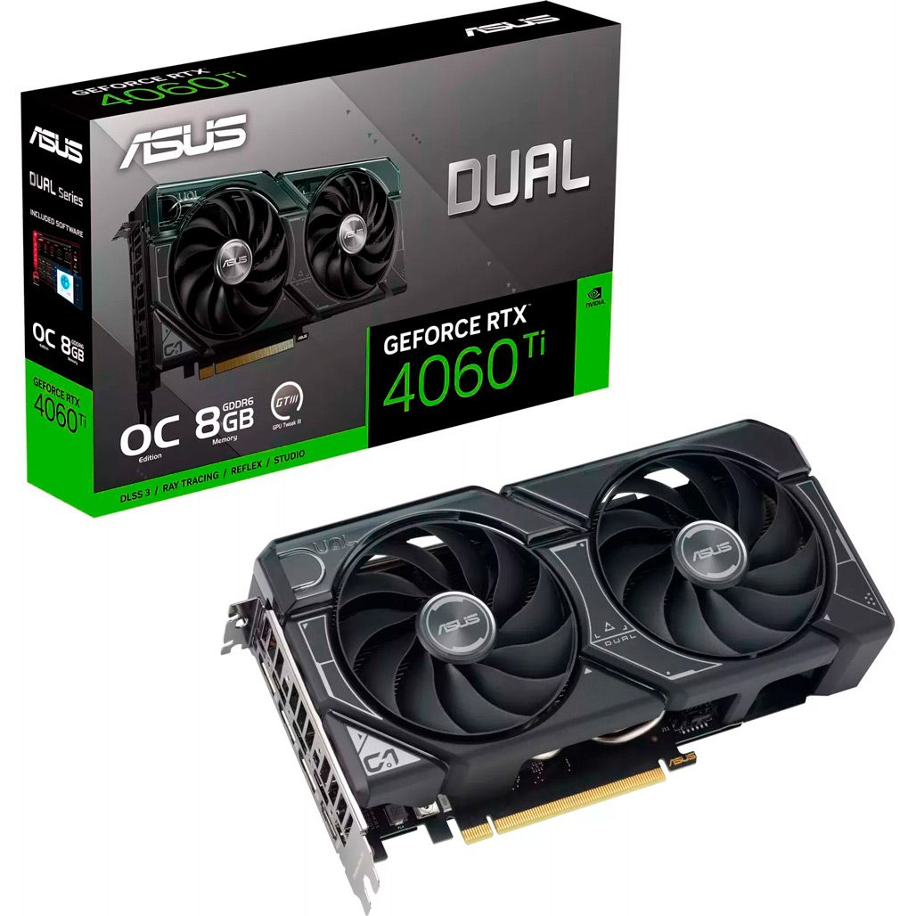 

Відеокарта Asus Dual GeForce RTX 4060 Ti OC Edition 8GB GDDR6 (90YV0J40-M0NA00)