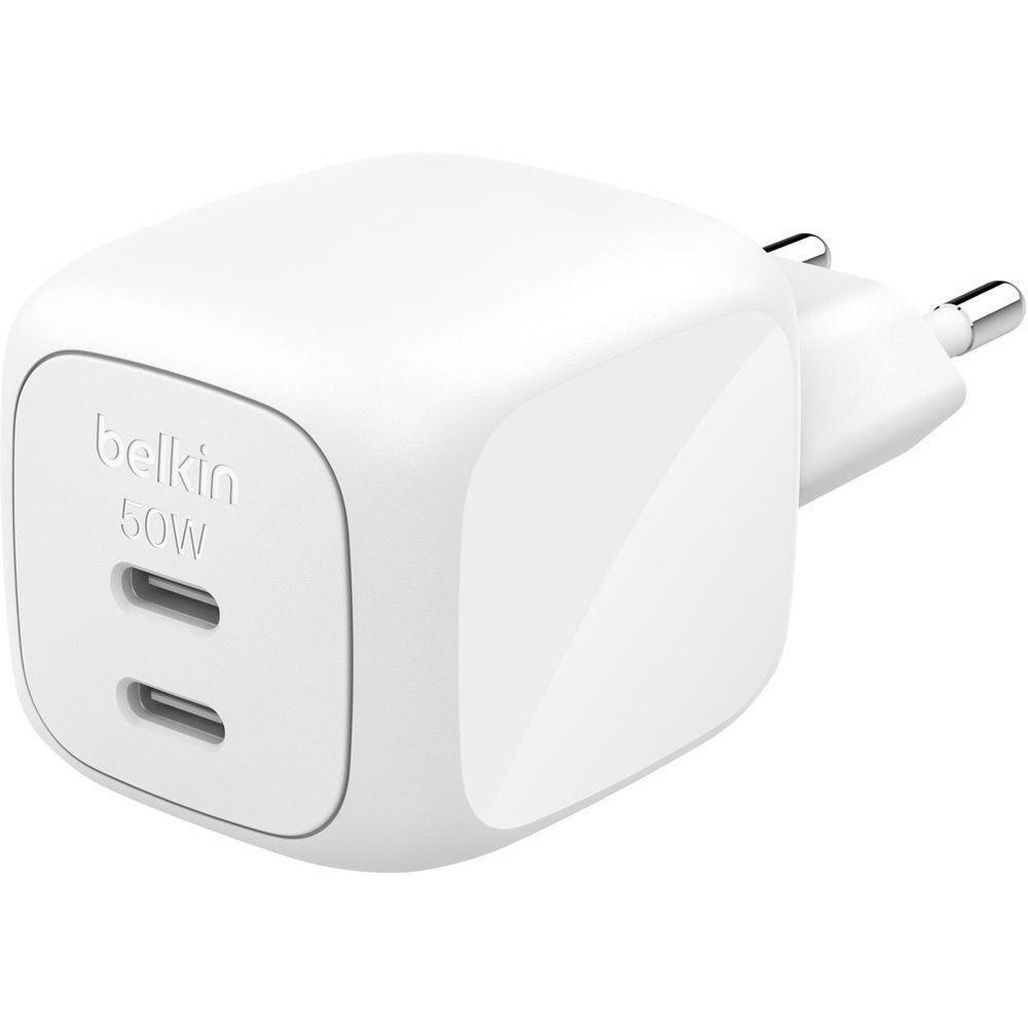 

Сетевое зарядное устройство Belkin Boost Up Charge Pro Dual USB-C GaN 50W White (WCH019KQWH)